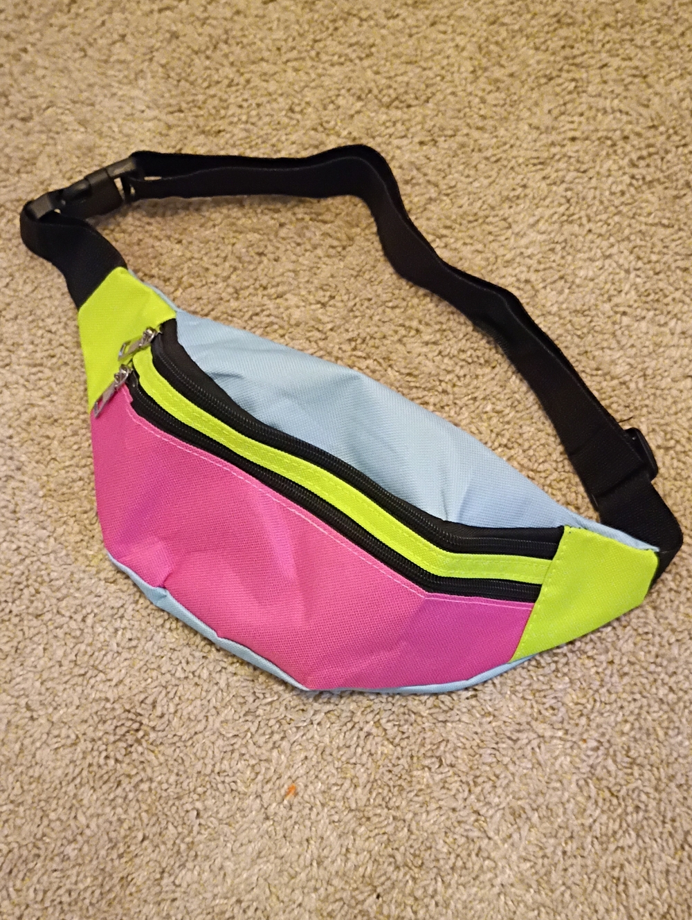 Colorblock Pink & Light Blue Women's Belt Bag / Fanny Pack